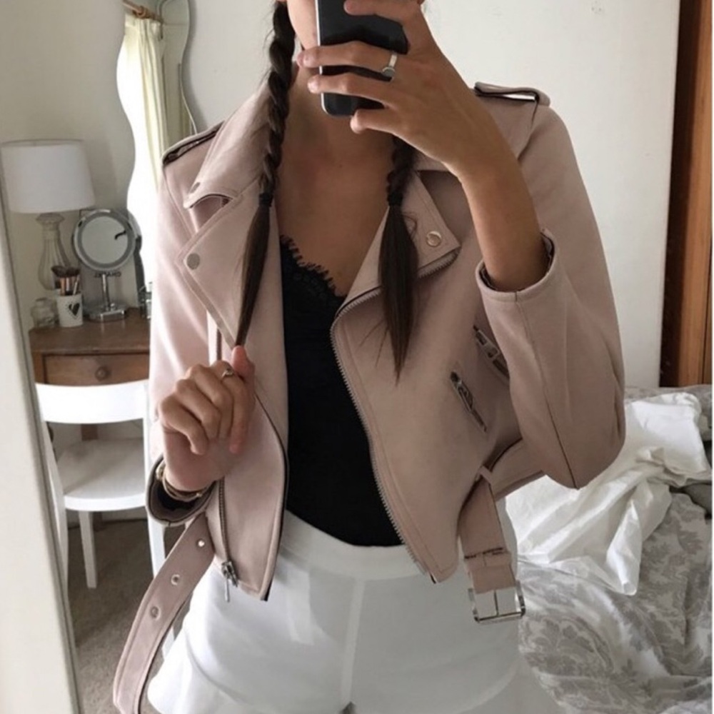 Zara Faux Suede Leather Bike  Jacket
